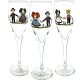 6 Champagne Flutes of Alsace Decor Hansi