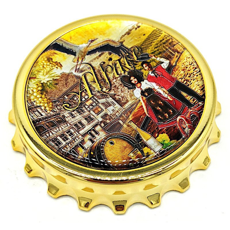 Magnet décapsuleur doré Couple d'Alsacien