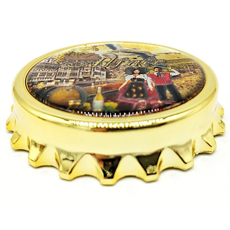 Magnet décapsuleur doré Couple d'Alsacien