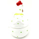 Ceramic Chicken Bonbonnière with green polka dots