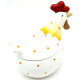 Ceramic Chicken Bonbonnière with orange polka dots