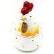 Ceramic Chicken Bonbonnière with orange polka dots