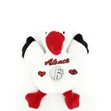 Hochet Peluche Cigogne d'Alsace brodé Coeur Alsace 20 cm