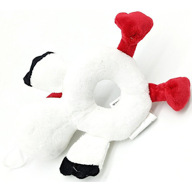 Hochet Peluche Cigogne d'Alsace brodé Coeur Alsace 20 cm