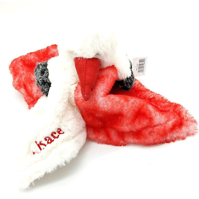 Doudou Peluche Cigogne d'Alsace brodé I Love Alsace 32 cm