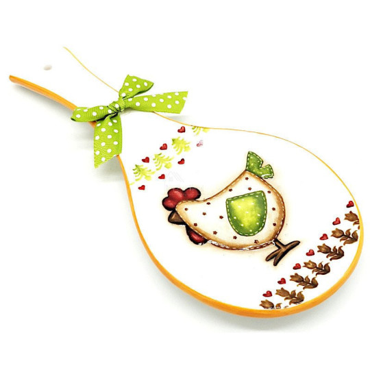 Ceramic spoon rest hen and knot decor