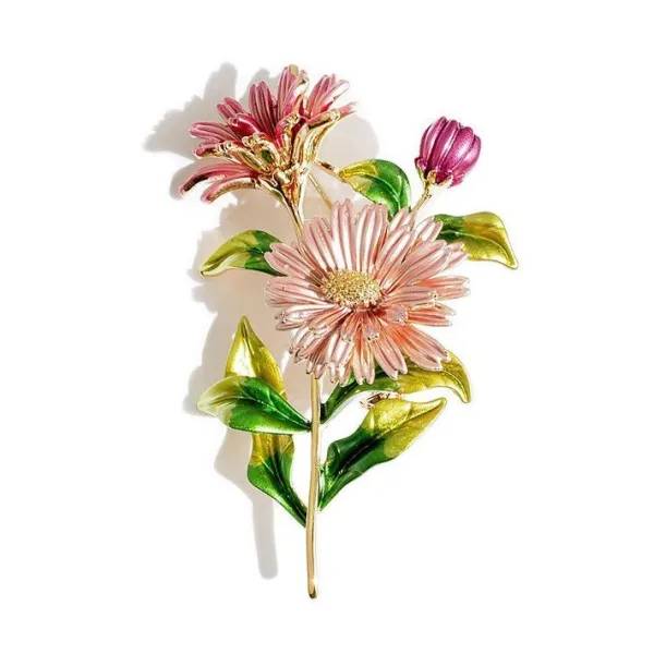 Golden Brooch Fancy Bouquet of Flowers