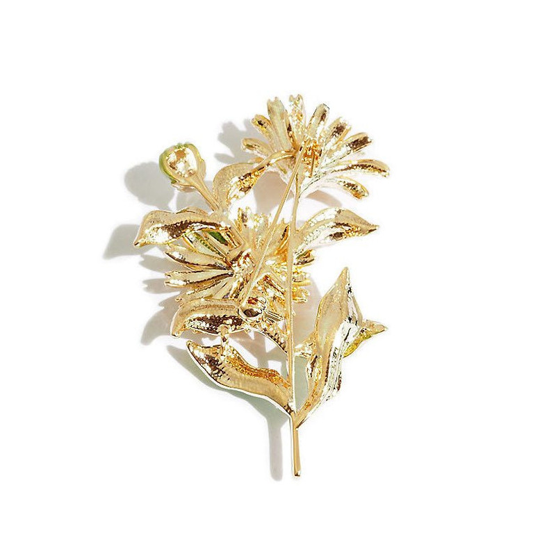 Goldene Brosche Ausgefallener Blumenstrauß