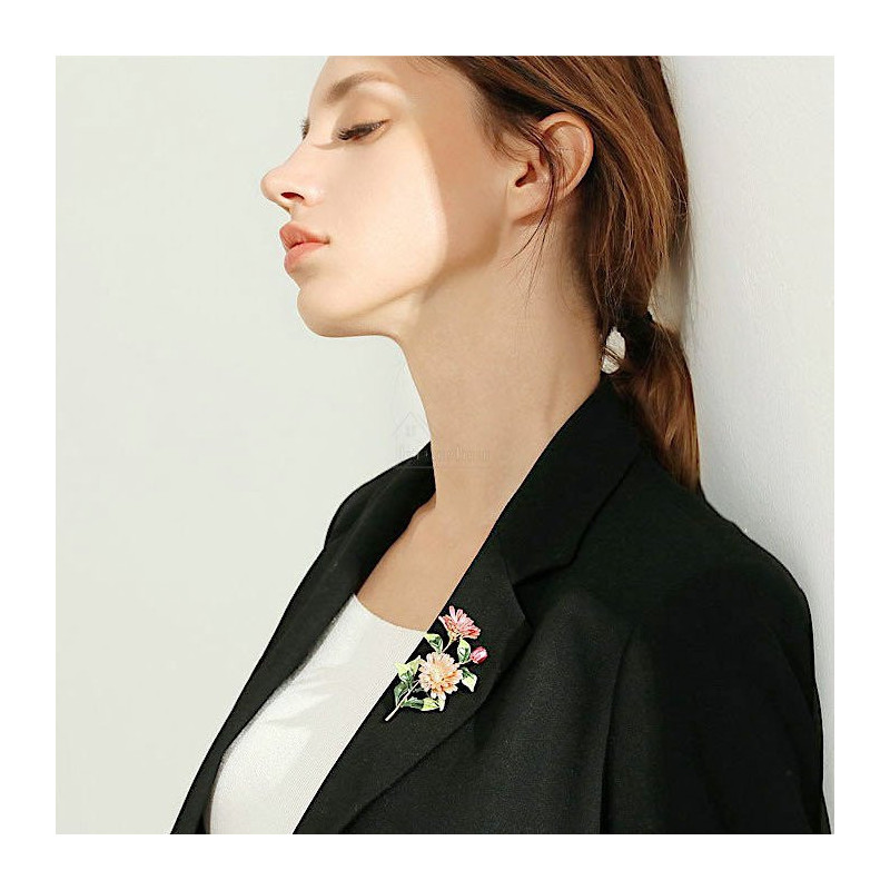 Broche dorée Fantaisie Bouquet de Fleurs