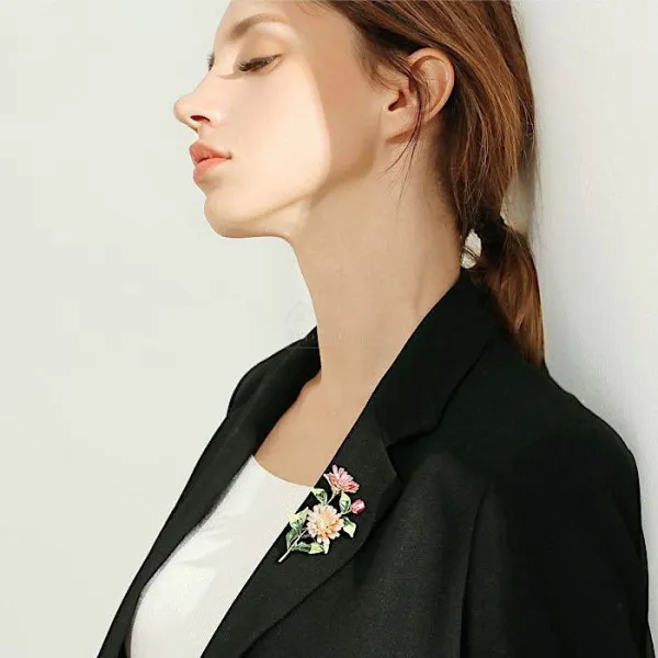 Broche dorée Fantaisie Bouquet de Fleurs