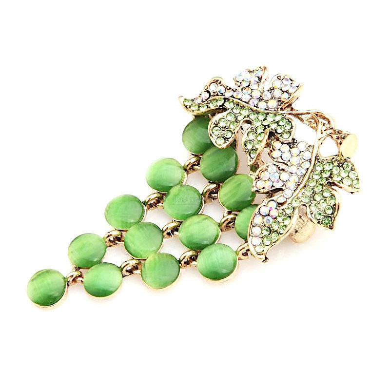 Broche dorée Fantaisie articulé Grappe de Raisins