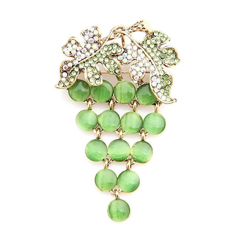 Broche dorée Fantaisie articulé Grappe de Raisins