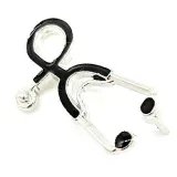 Brooch Silver Pin Fancy Enamelled Black Stethoscope