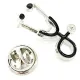 Broche Pin's argenté Fantaisie Stéthoscope Noir émaillé