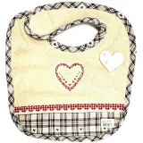 Bavoir bébé Alsacien brodé Coeur Kelsch Gris