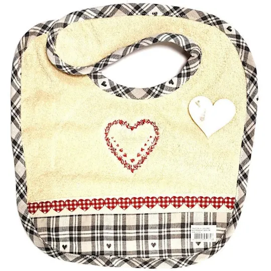 Bavoir bébé Alsacien brodé Coeur Kelsch Gris