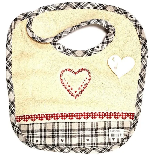 Bavoir bébé Alsacien brodé Coeur Kelsch Gris
