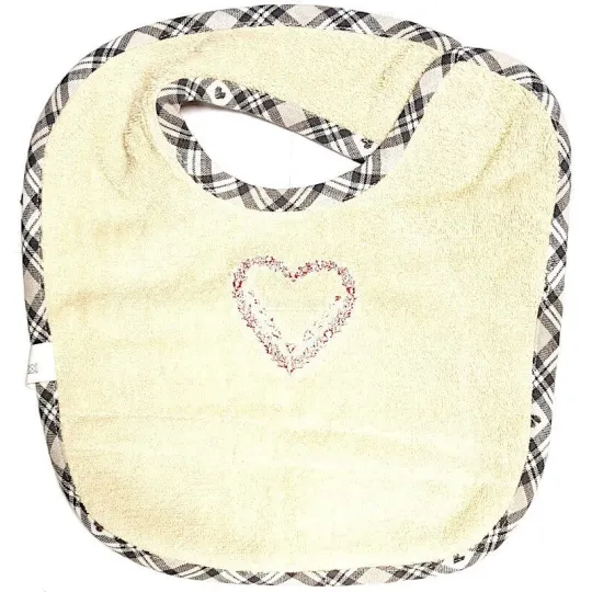 Alsatian baby bib embroidered Heart Kelsch Gray