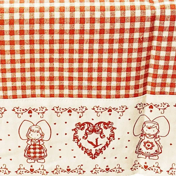 Alsace Vichy Table Runner with Heart and Alsatian decor 40 cm x 150 cm