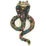 Brooch aged metal Fantasy Cobra Snake
