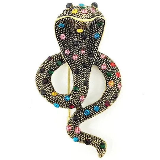 Broche métal vieilli Fantaisie Serpent Cobra