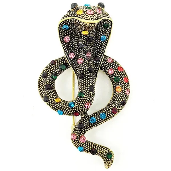 Broche métal vieilli Fantaisie Serpent Cobra