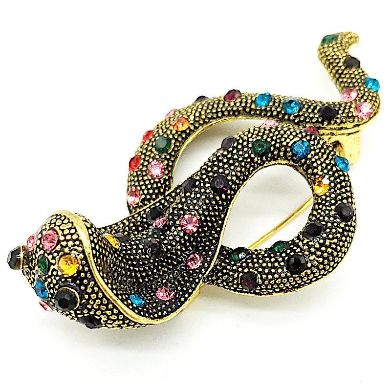 Brooch aged metal Fantasy Cobra Snake
