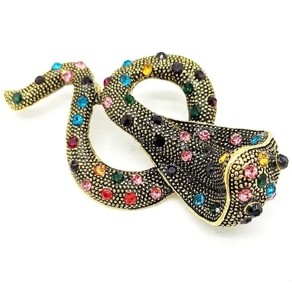 Brooch aged metal Fantasy Cobra Snake
