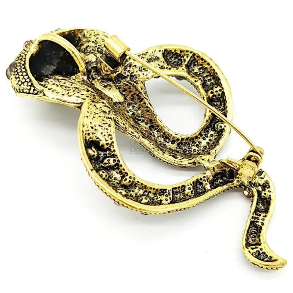 Brooch aged metal Fantasy Cobra Snake