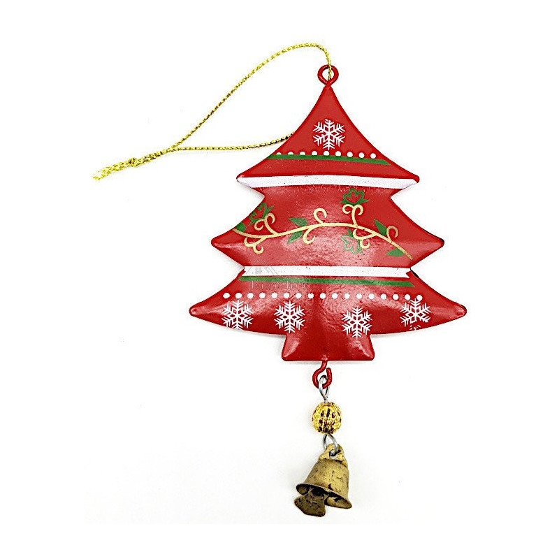 Hanging tree in red Metal with Snowflakes decor