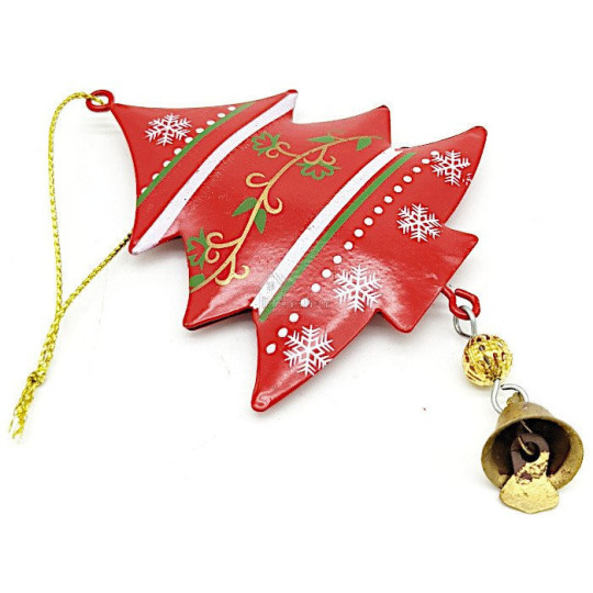 Hanging tree in red Metal with Snowflakes decor
