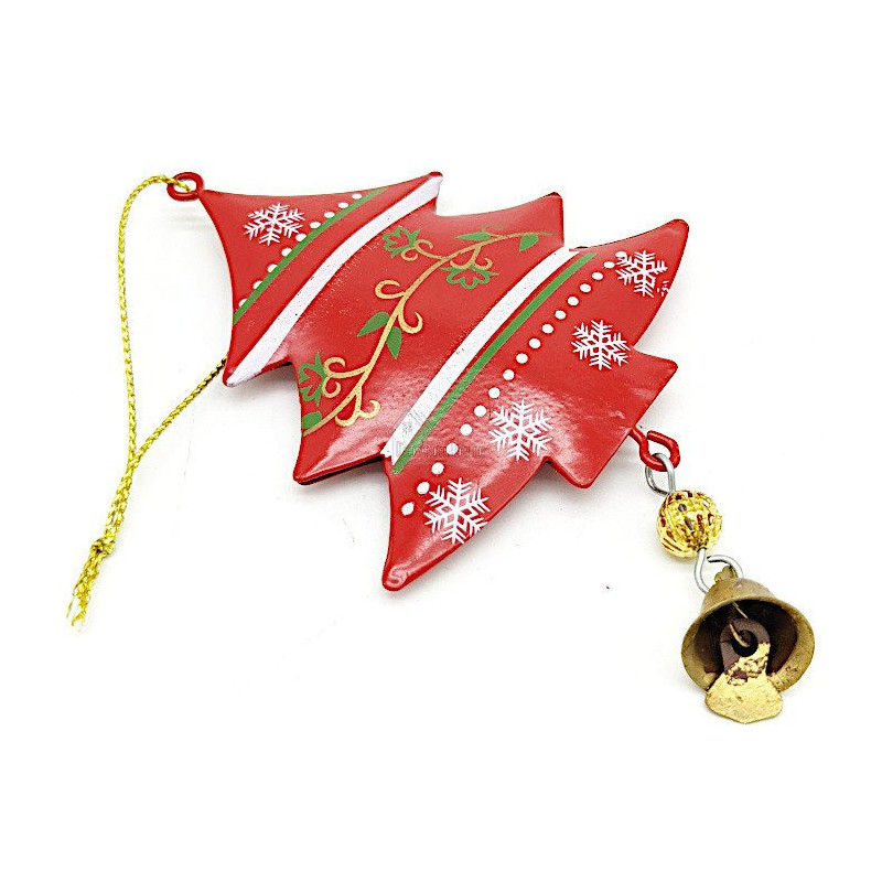 Hanging tree in red Metal with Snowflakes decor