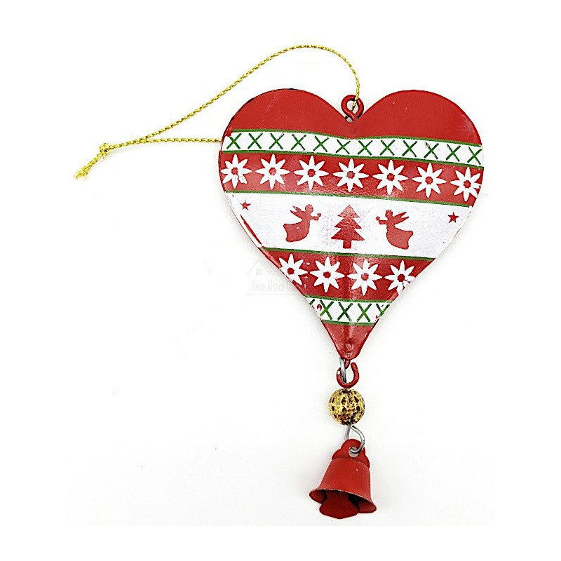 Coeur à suspendre en Métal rouge décor Noël