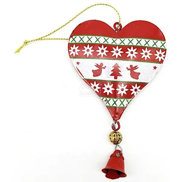 Red Metal Hanging Heart Christmas Decor