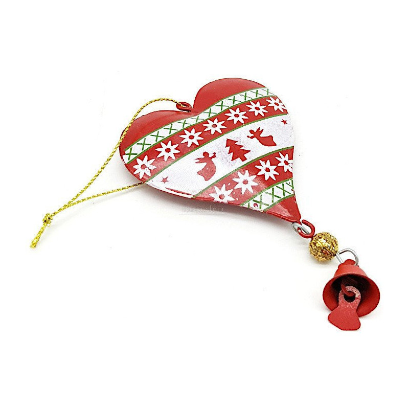Coeur à suspendre en Métal rouge décor Noël