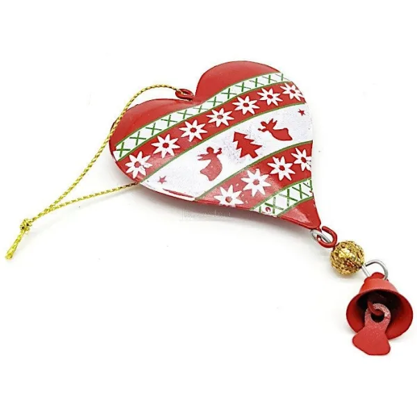 Coeur à suspendre en Métal rouge décor Noël