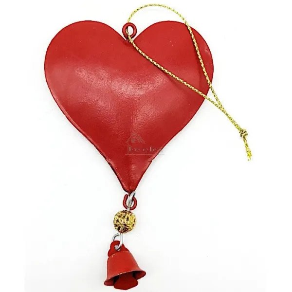 Red Metal Hanging Heart Christmas Decor