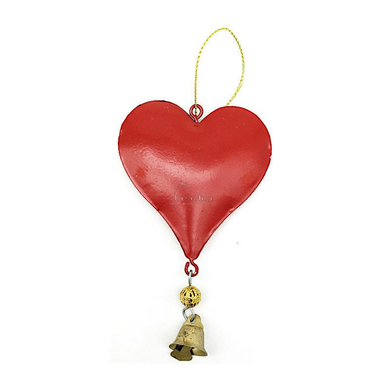 Coeur à suspendre en Métal rouge décor Flocons de Neige
