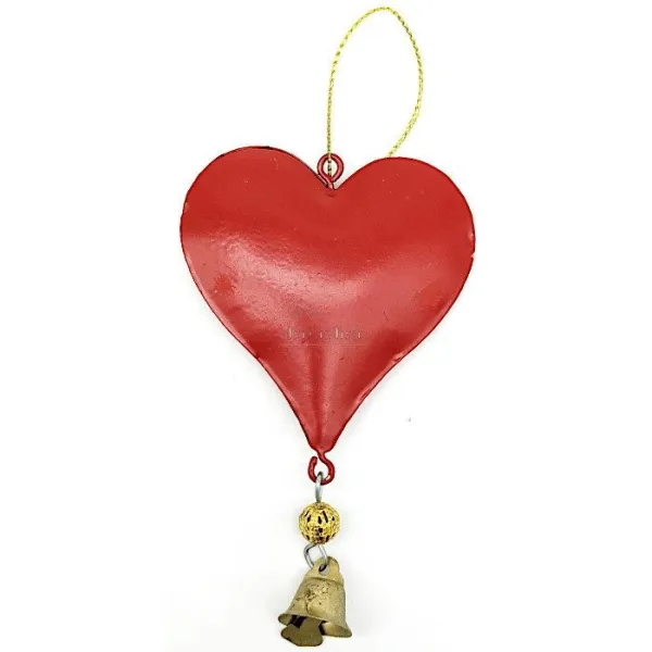 Heart to hang in red metal with Snowflakes decor