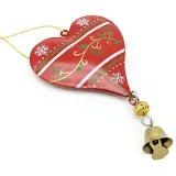 Heart to hang in red metal with Snowflakes decor