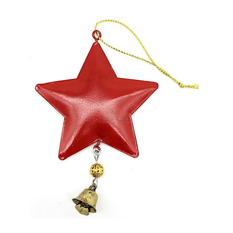 Red metal hanging star with Snowflakes decor