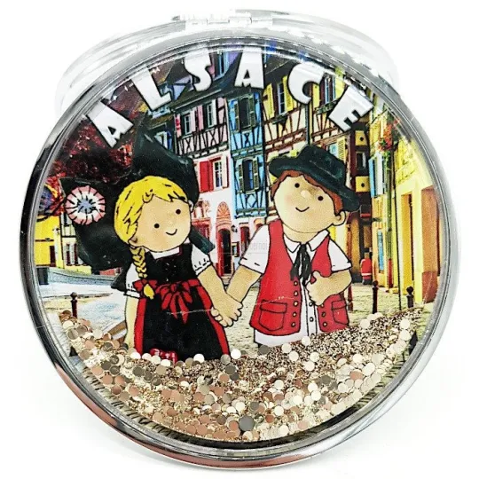 Miroir de Sac Alsacien avec Paillettes marquage Alsace