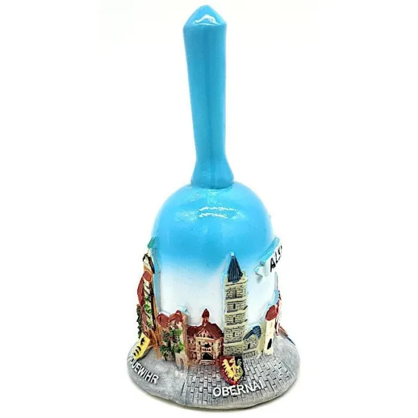 Glossy Lacquered Villages d'Alsace Resin Bell