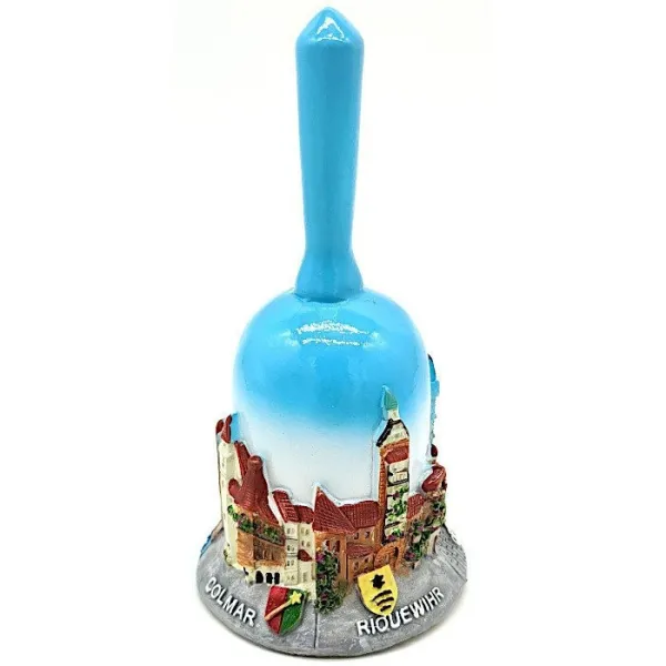 Glossy Lacquered Villages d'Alsace Resin Bell