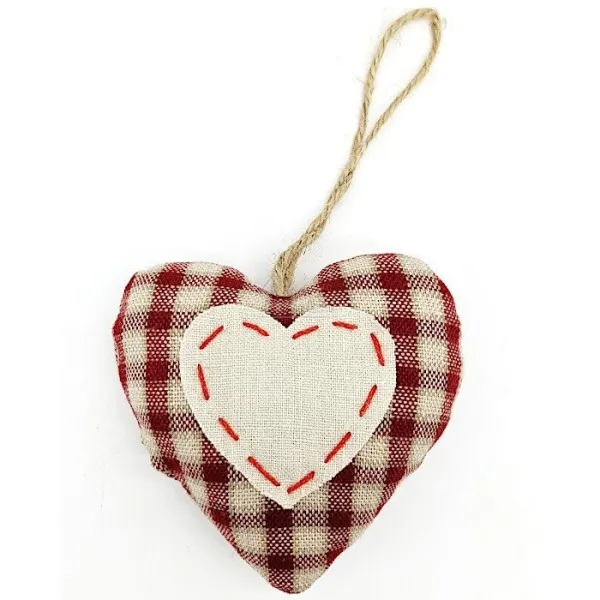 Alsatian heart upholstered in fabric to hang