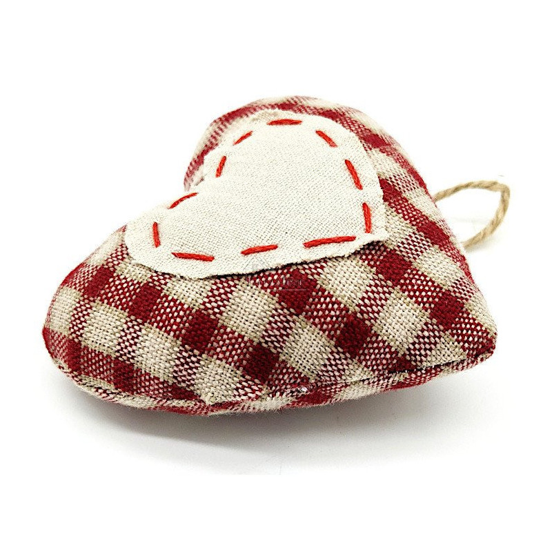 Alsatian heart upholstered in fabric to hang