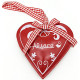 Coeur décoratif Métal Rouge Alsace et ruban Vichy