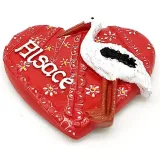 Magnet Décoratif Coeur rouge Alsace avec Cigogne
