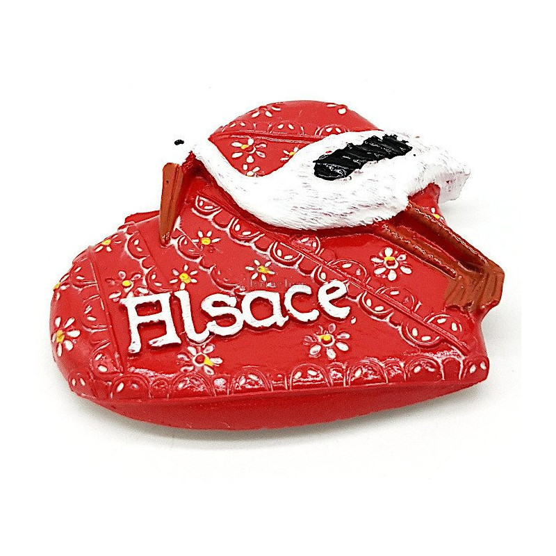 Magnet Décoratif Coeur rouge Alsace avec Cigogne