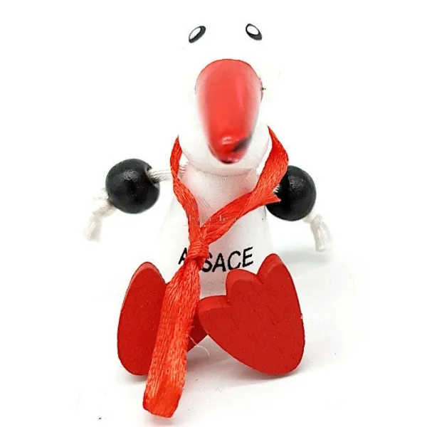 Elsässer Storch Dekorativer Magnet aus Holz